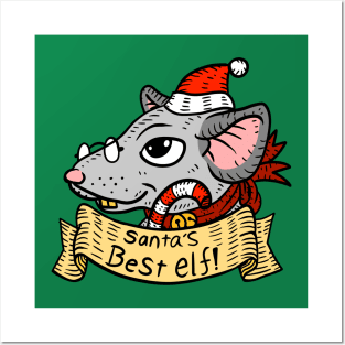 Christmas rat, santa's best elf. Posters and Art